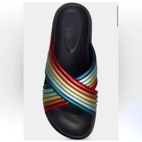 AEROSOLES Lina Rainbow Criss Cross Pride Sandals - Picture 1 of 8